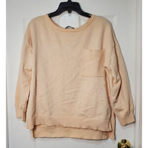 PrettyGarden Women’s Beige Knit Sweater Medium Long Sleeve Pullover Pocket